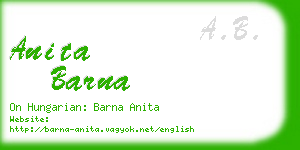 anita barna business card